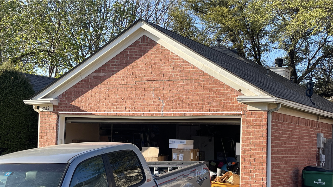 Steel lintels above garage door